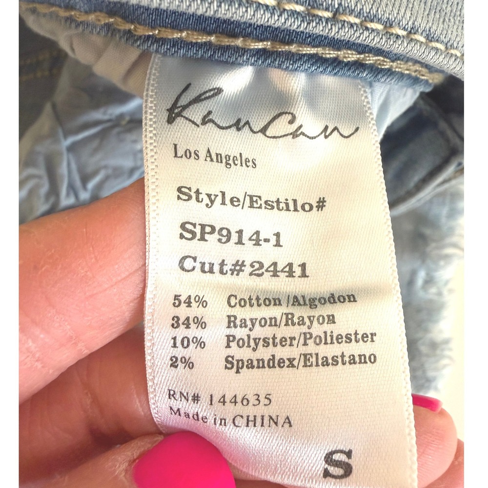 Kancan Estilo Distressed Denim Shorts Women's Small Light Wash Frayed Hem NWT - Picture 4 of 4